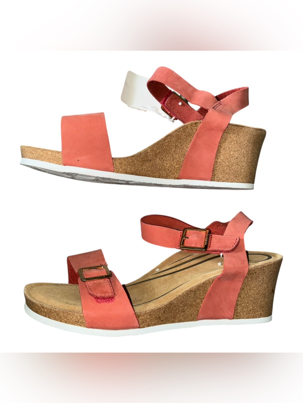 Aetrex Lexa Quarter Strap Coral Wedge NEW with tags